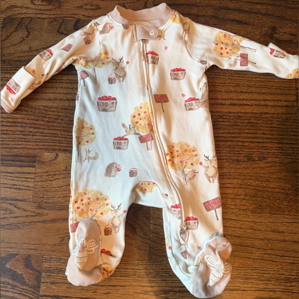 Burt's Bees Baby Cream and Red Footed One Piece